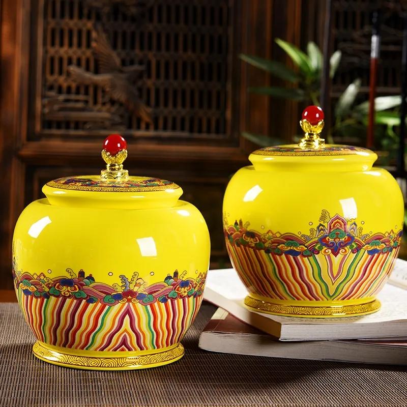 Exquisite Ceramics Tea Caddy Chinese Style Kitchen Spices Jars Practical Food Storage Pot Home Decor Tea Canister Candy Box 1PC