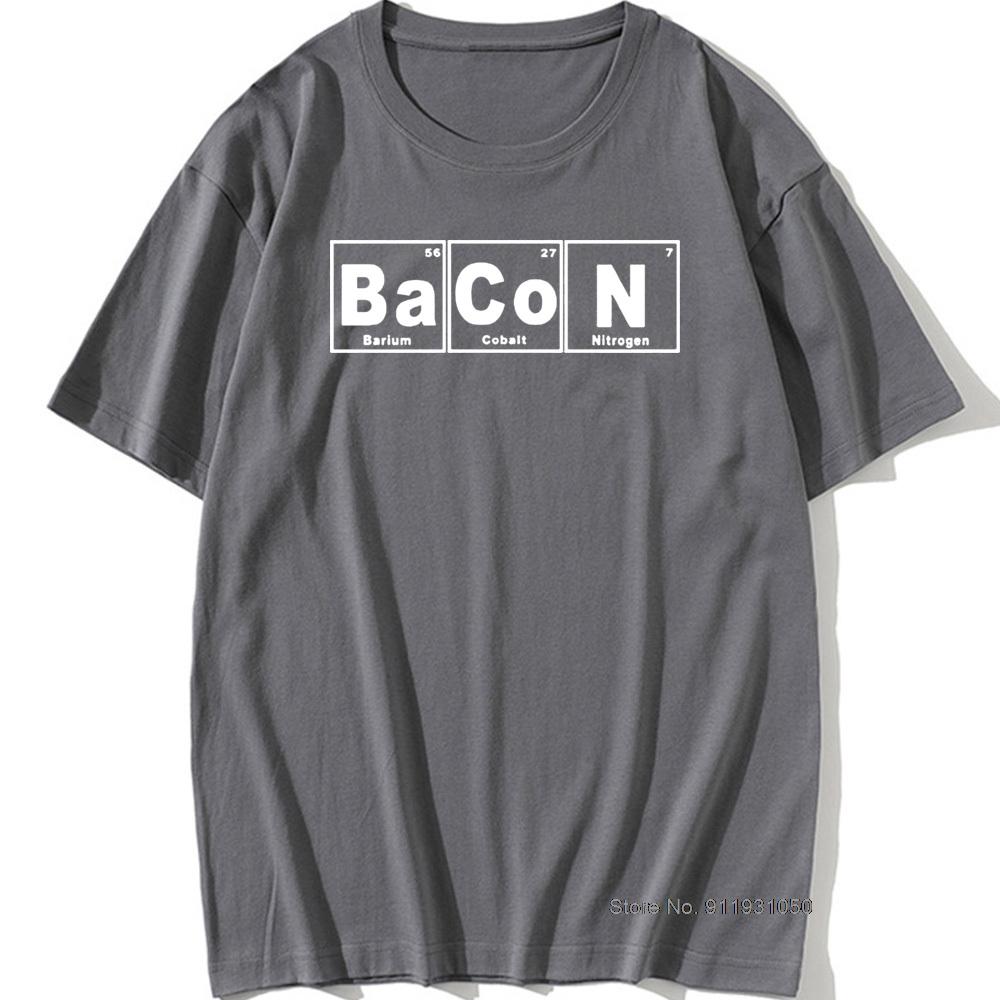 Periodic Table Chemistry Of Bacon T Shirt Design Funny Tshirt Unisexs Tops Tees Short Sleeve Camisetas Tshirt