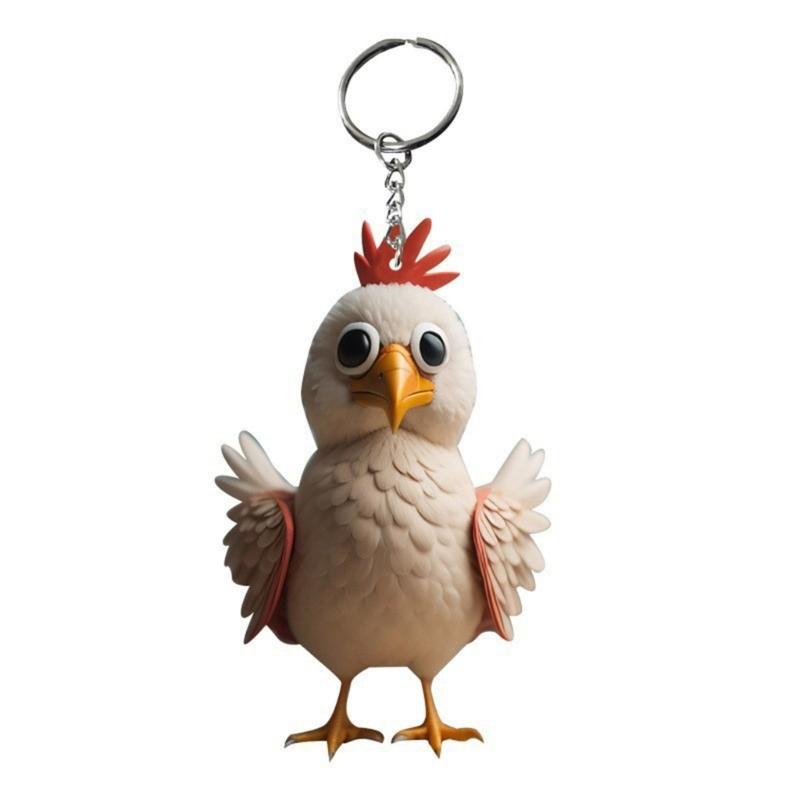 6pcs  Cartoon Chicken Keychain Decorative Backpack Accessory Christmas Keyrings