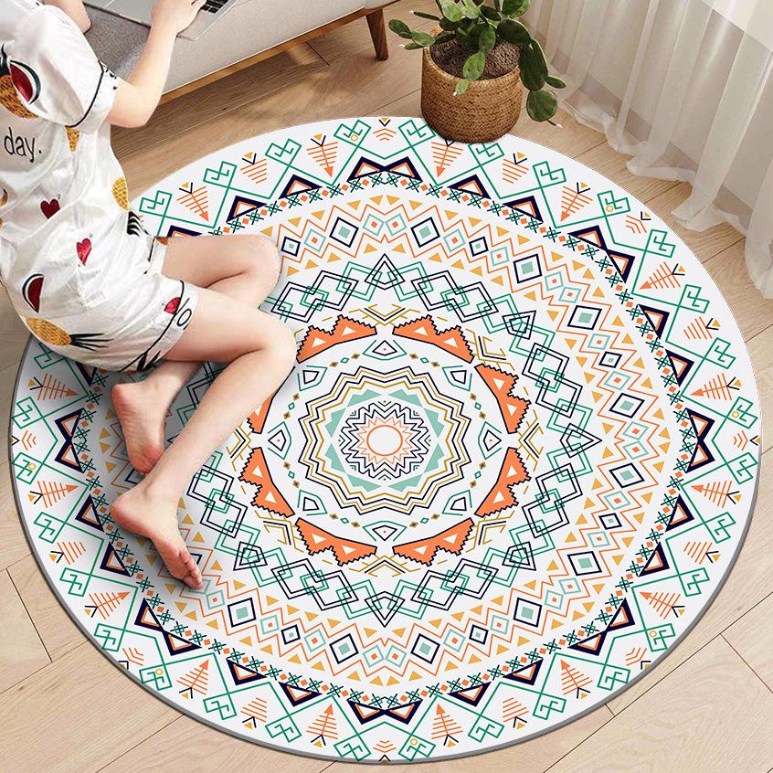 WTEMPO Retro Elegant Soft Non-slip Round Carpets Bedroom Chair Floor Mats Living Room Sofa Home Study Floor Mats