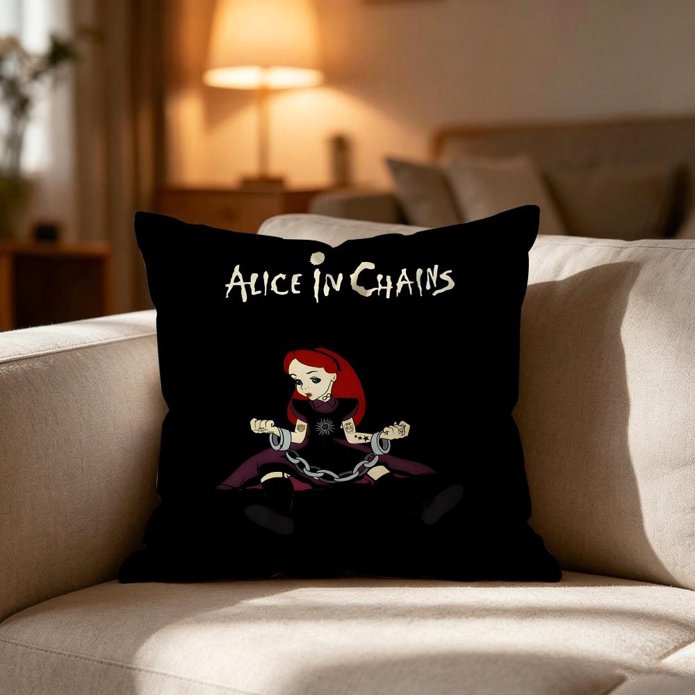 Alice In Cchains Band Singer Pillow Case Cushion Cover Soft Washable Pillow Case MultiScene For Couch Bed Travel Office Use