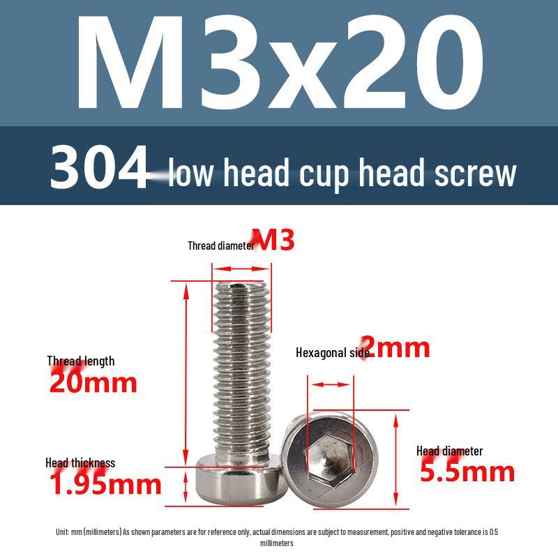 304 Edelstahl Flachkopf Innensechskant Maschinenschrauben M3-M10