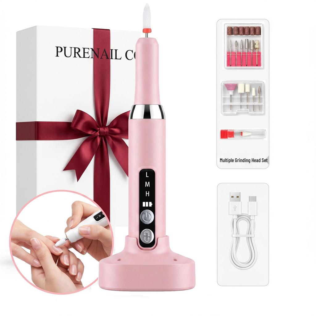 Portable Rechargeable Nail Grinder & Polisher Set - 1.8W Pen-Style Tool for Manicure & Dead Skin Removal