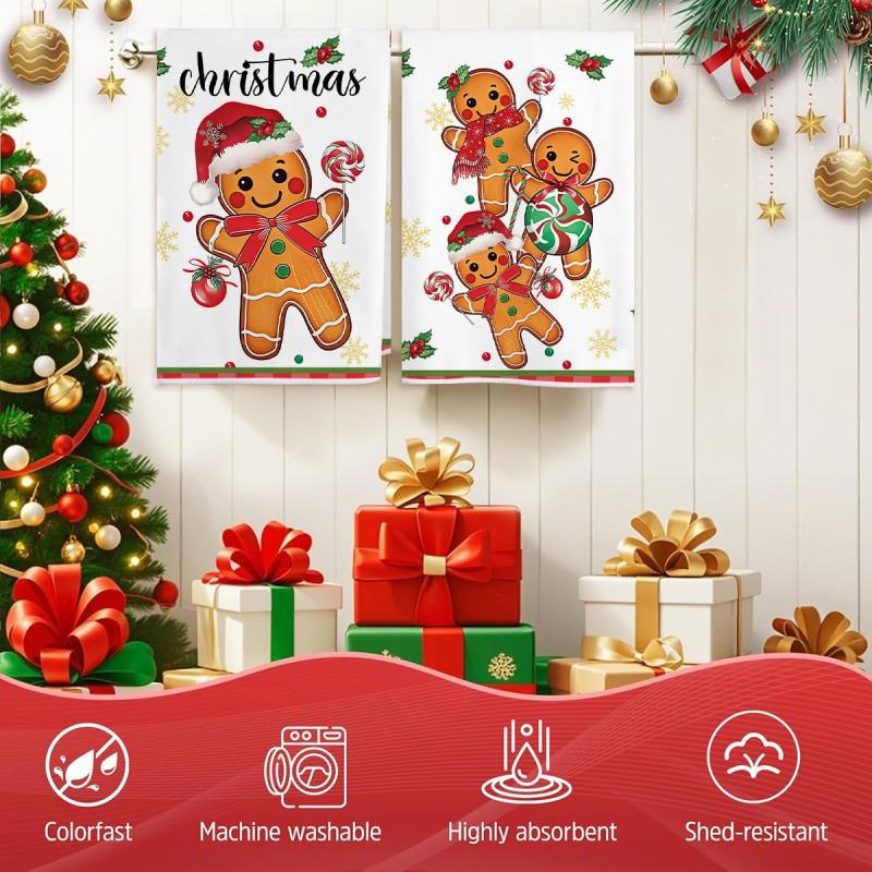 Christmas Kitchen Towel Nordic Style Snowman Print Dish Multipurpose Cotton Tea Home Holiday Decor