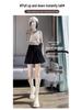 Women's High-Waist A-Line Black Wool Shorts - Autumn/Winter Loose Wide-Leg Booty Shorts, Thin Apricot