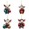 Cartoon Acrylic Charming Christmas Pig Pendant For Festive Tree Delight Decoration