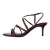 Zara Pu Lightweight Vintage Strap Square Toe Thin High Heel Sandals 7Cm Women Sandals Crimson 11308510022