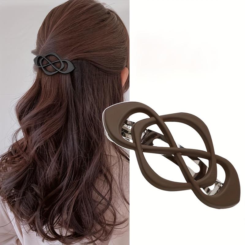 Stylish Hollow Metal Hair Clip with Princess Ponytail Spring Barrette for Back of Head
