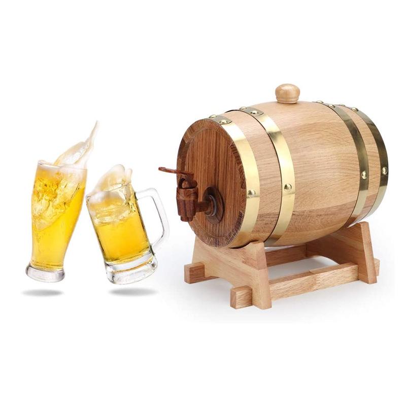 1.5L Red Oak Wooden Barrel for Home Brewing Whiskey and Red Wine