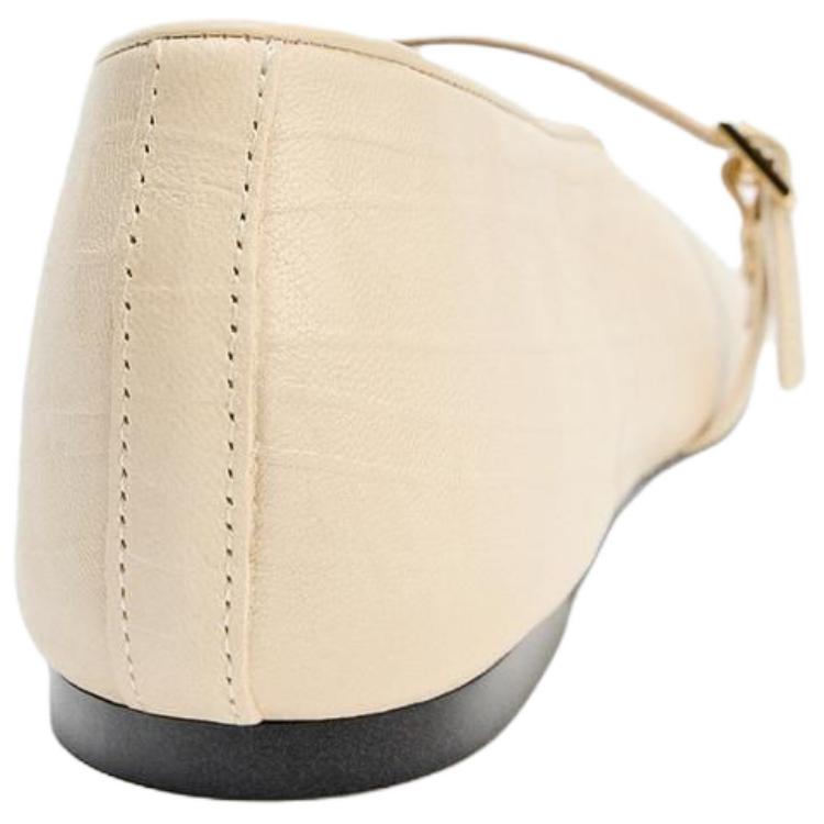 Zara Fashion Flat Mary Jane Shoes Women Shoes Light-Beige 1509611002