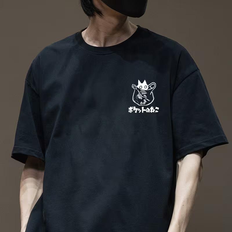 Men Cartoon T-Shirts 2026 Summer Harajuku Kawaii Cat Printed Short Sleeve Tees Couple Streetwear Loose Clothes Y2K Tops