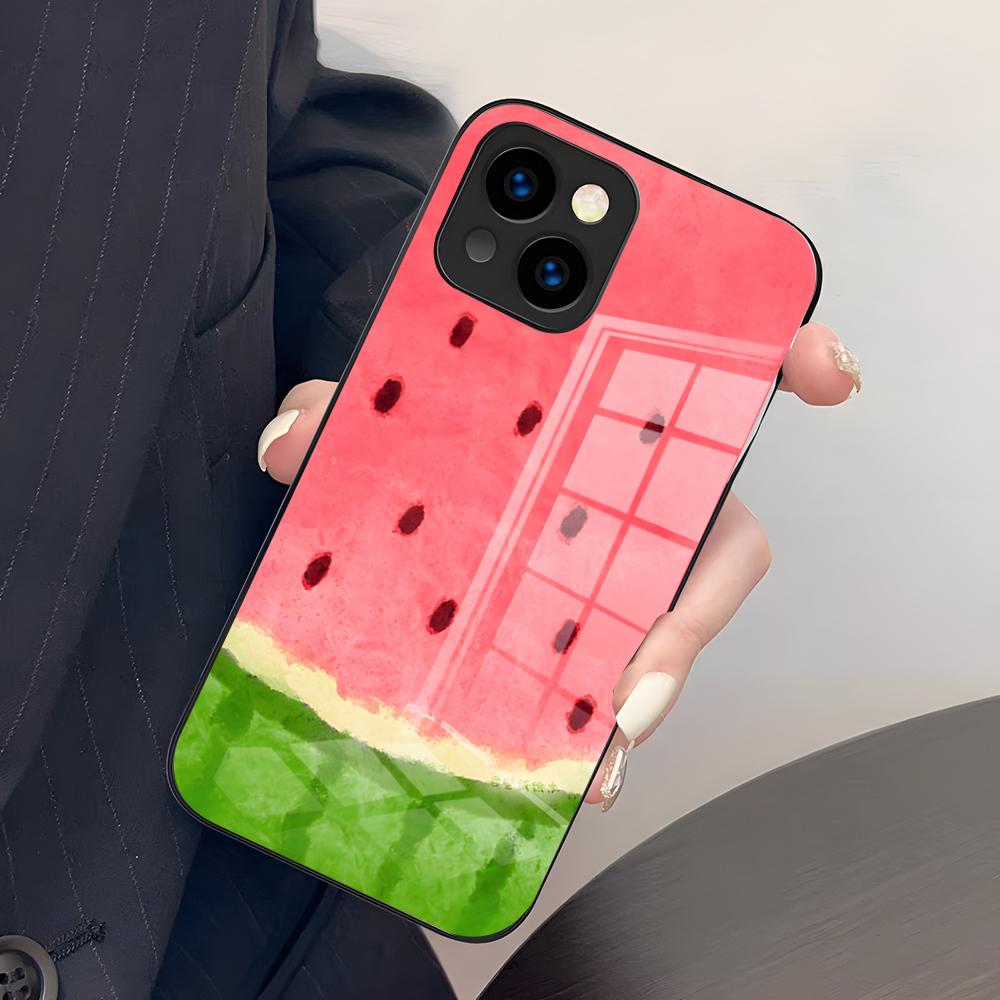 Cartoon Fruit Watermelon Phone Case For IPhone 17 Pro Max 15 Pro 16 14 Plus 12 13 Mini 11 Pro Shockproof Glass Cover