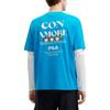 FILA Comfortable Breathable Round Neck Dopamine Embroidered Cat Dog Short Sleeve T-Shirt Unisex Tops Miel-Blue F11U429102FBU