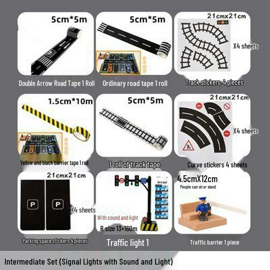 DIY Kindergarten Track Car Toy with Traffic Stickers