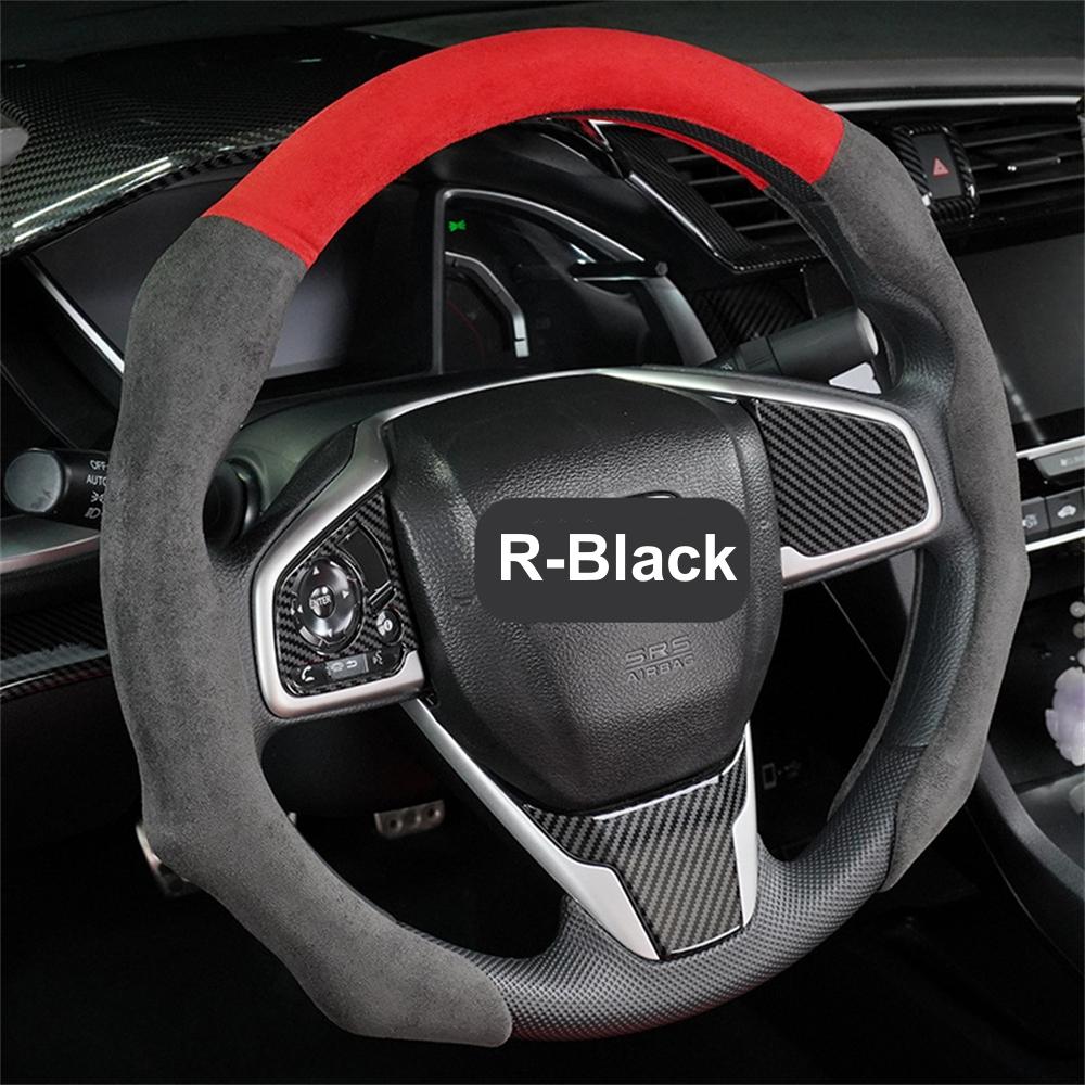 

Non Slip Suede Leather Car Handle Cover 38cm Ultra Thin Two-tone Steering Wheel Cover