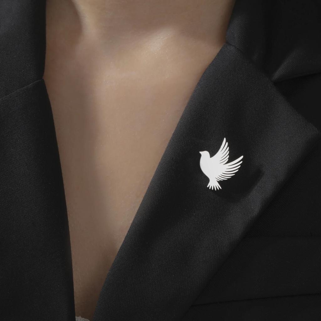 Teamer Friedenstaube Edelstahl Brosche für Damen Herren Vogel Tier Hemd Anzug Abzeichen Anstecknadel Zubehör Geburtstagsgeschenk Großhandel