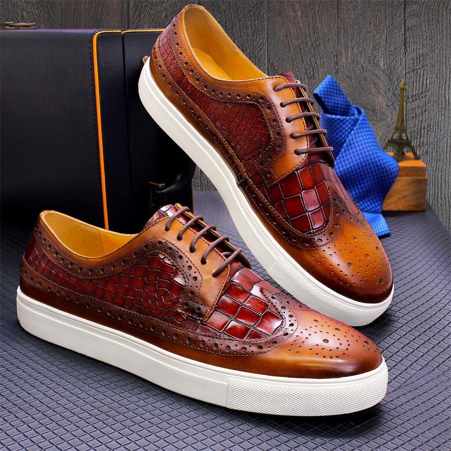 Men'S High-End Hand-Colored Fashion Derby Business Men'S Shoes European And American Casual Business Sports Leather Shoes