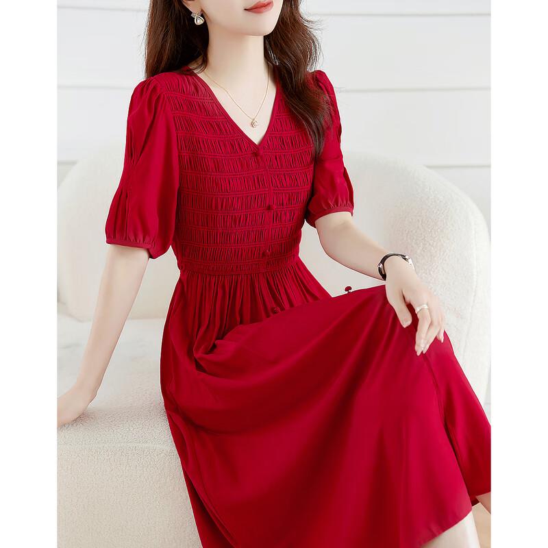

Women s Elegant V-Neck A-Line Midi Dress S