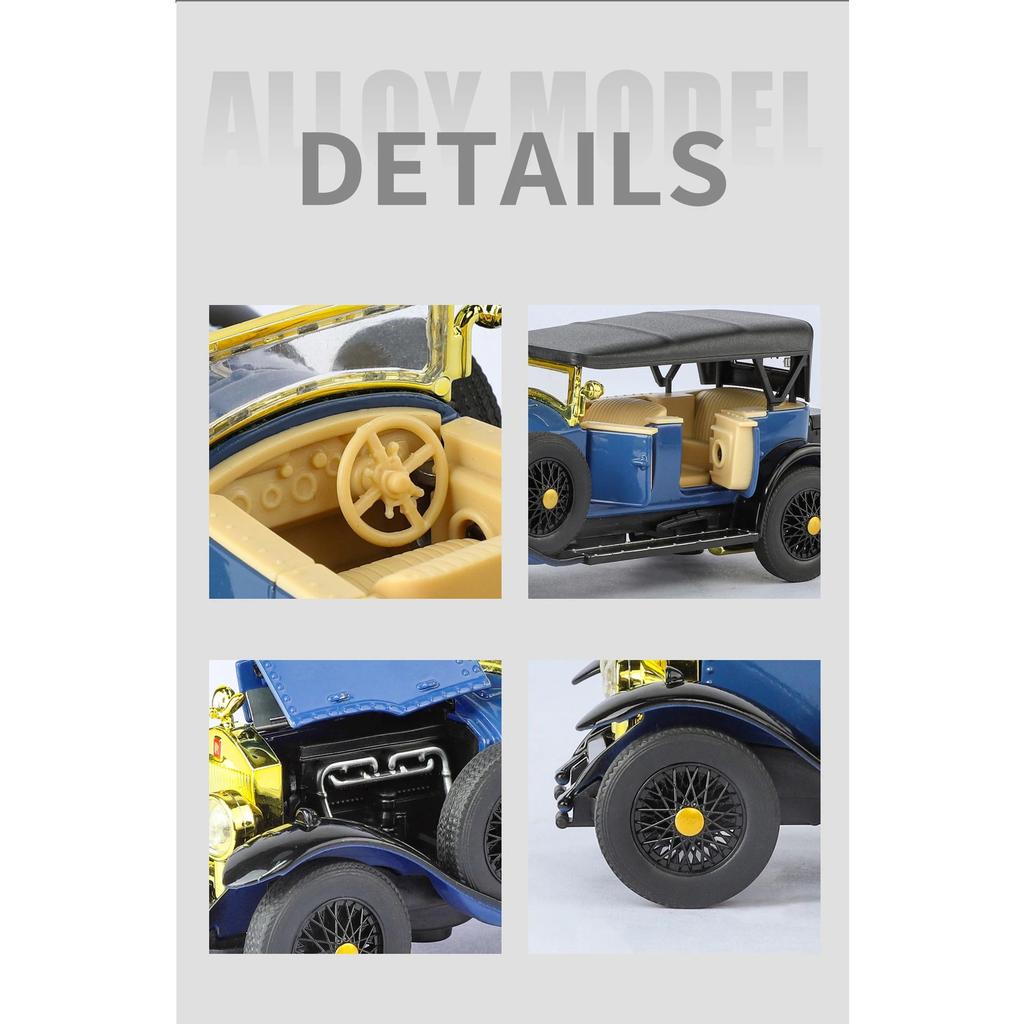 1/32 Rolls-Royce Phantom I Alloy Classic Old Car Model Metal Retro Luxy Vehicles Car Model Sound Light Simulation Kids Toys Gift