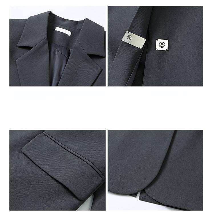 Kadın İlkbahar ve Sonbahar Tasarım Mizaç için Bölünmüş Arka Takım Elbise Siyah Blazer ve Ceket