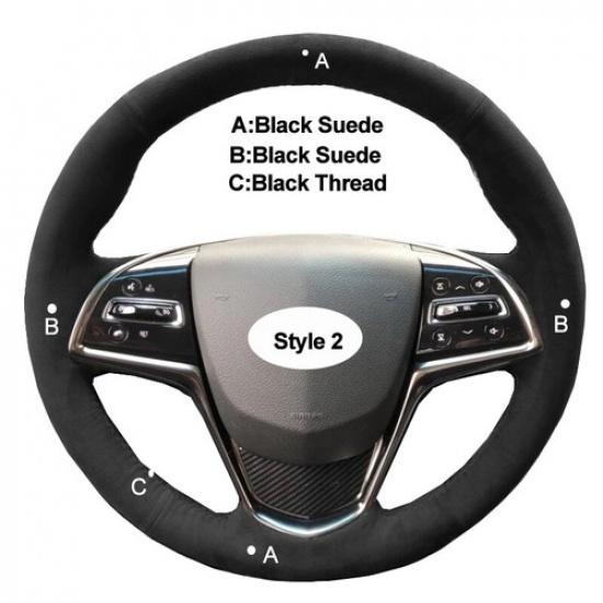 DIY Car Steering Wheel Cover For Cadillac ATS 2013- CTS 2014- ELR 14-18