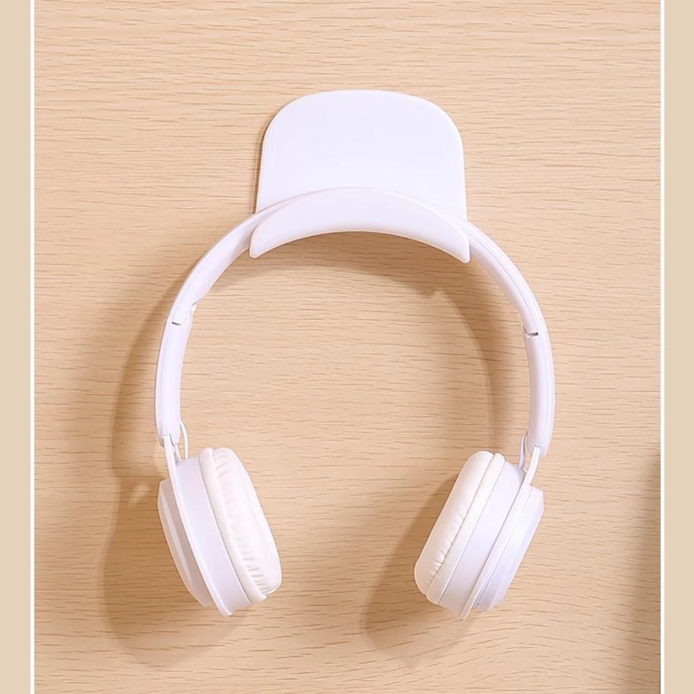 White Headphone Headset Earphone Stand Hook Hanger Holder Under Desk -Adhesive