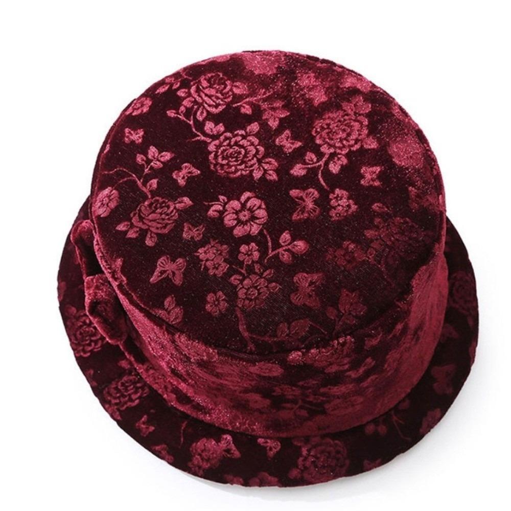 Fleece Lined Velvet Cap Thickened Winter Cap Classic Style Print Hat Daily Walk