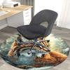 1pc Winter Lynx Round Carpet Anime Design Office Chair Mat, Non Slip Rug for Home Decor, Gift, Office, Living Room, Bedroom