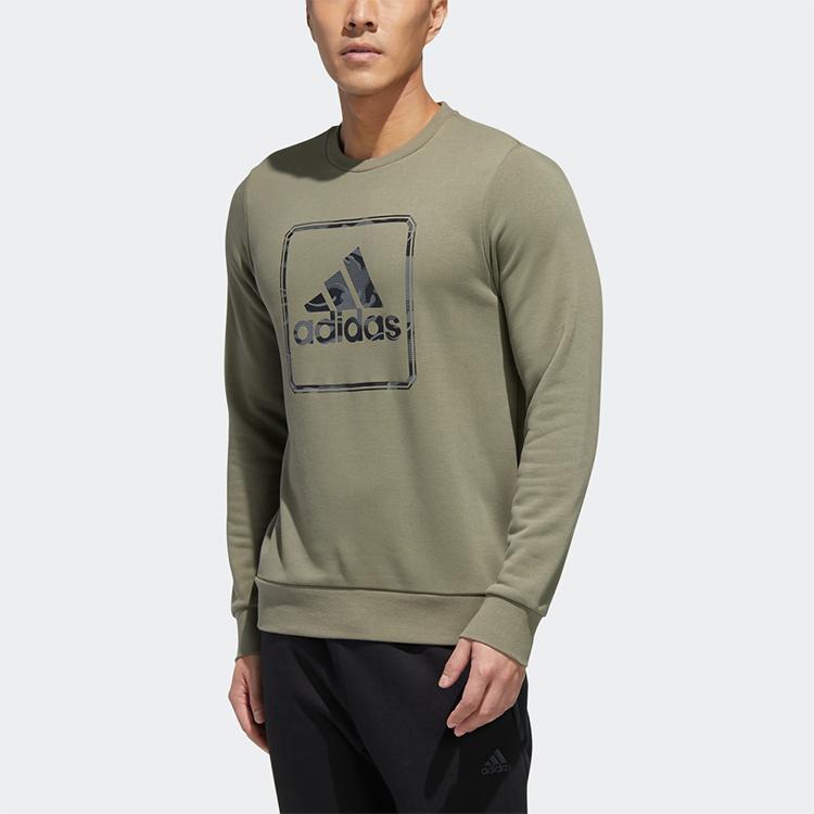 Adidas MH Gfx Ft Bos Logo Sport Pullover Hoodie Men Tops Trace-Green GM4478