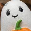 Cute Halloween Table Topper Ghost Pumpkin Ornaments, Resin Smiling Desktop Decorations for Home Delicate Craft Office Party Decor, Healing Miniature