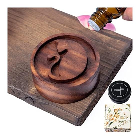 Oaec Aroma Stone Black Walnut Wooden Aroma Dish Car Portable Aroma Pot Aroma Stone Can Solid Aroma Wood Sleep Meditation Aroma Oil Air Freshener Car