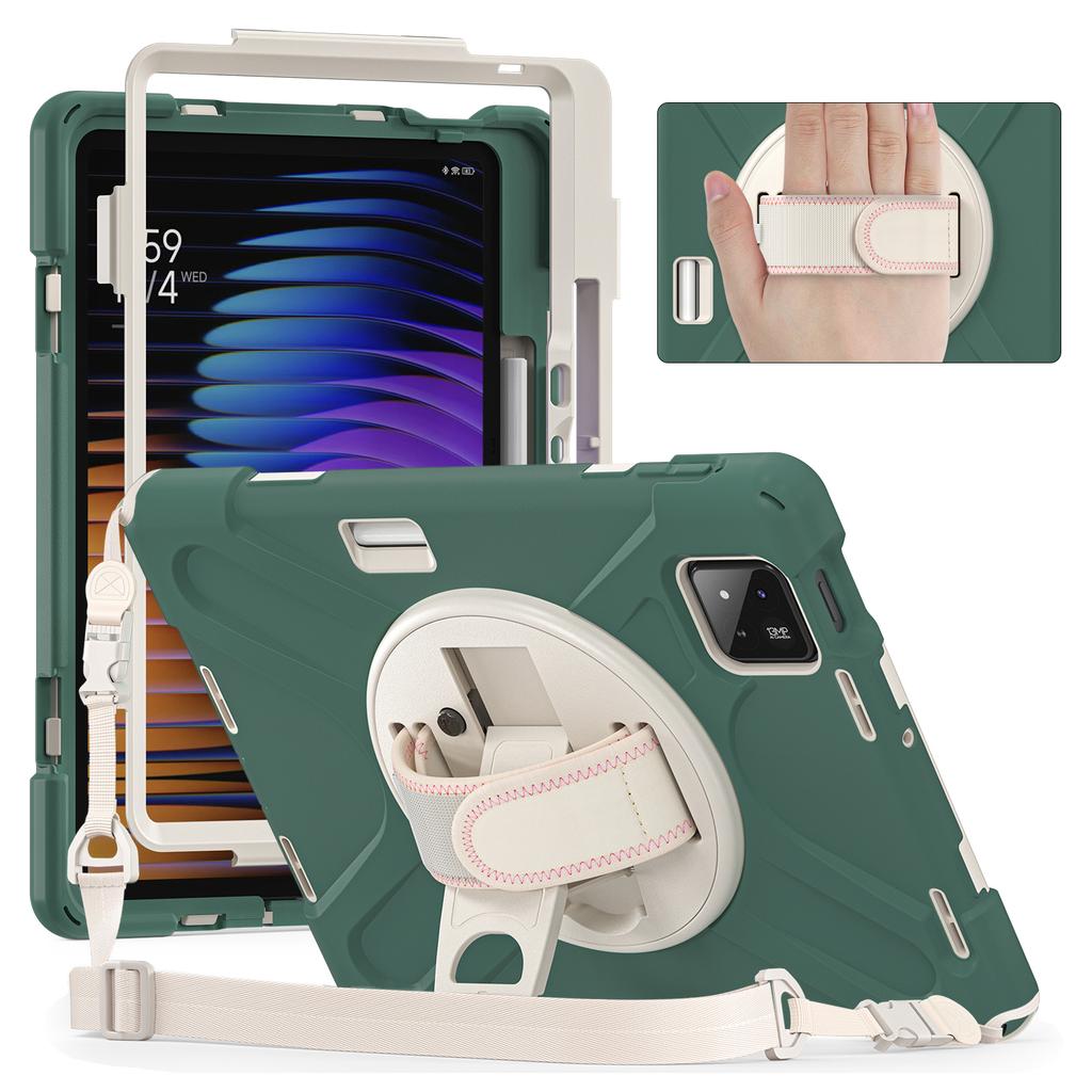 For Xiaomi Pad 8 Pro/Pad 8/Pad 7 Pro/Pad 7 Kickstand Case TPU PC Silicone Tablet Cover with Shoulder Strap