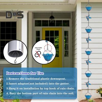 94,5 collu kolibri lietus ķēde, piekarināma lietus tvērēja zvans ārpusē Dekors lietus tvērēja ķēdes nomaiņa iekšpagalma notekcaurulēm