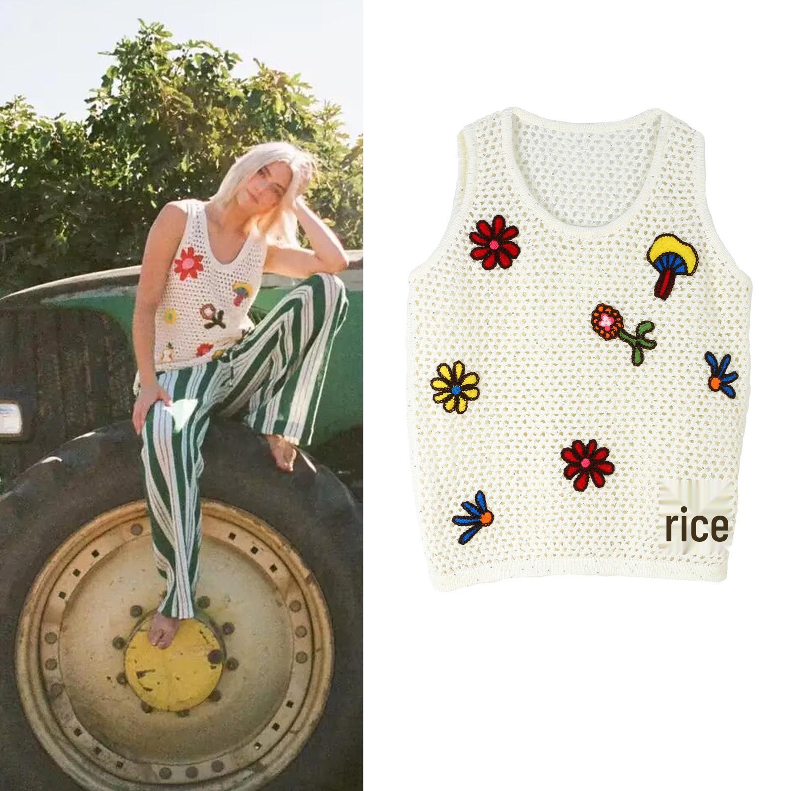 

Trendy Hollow Crochet Camisole: Unique Summer Sleeveless Top for Women L