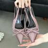 Luxury Designer Patent Leather Slingbacks High Heels Women Sexy Pointed Toe Bow High Heeled Sandals Elegant Dress Women Pumps