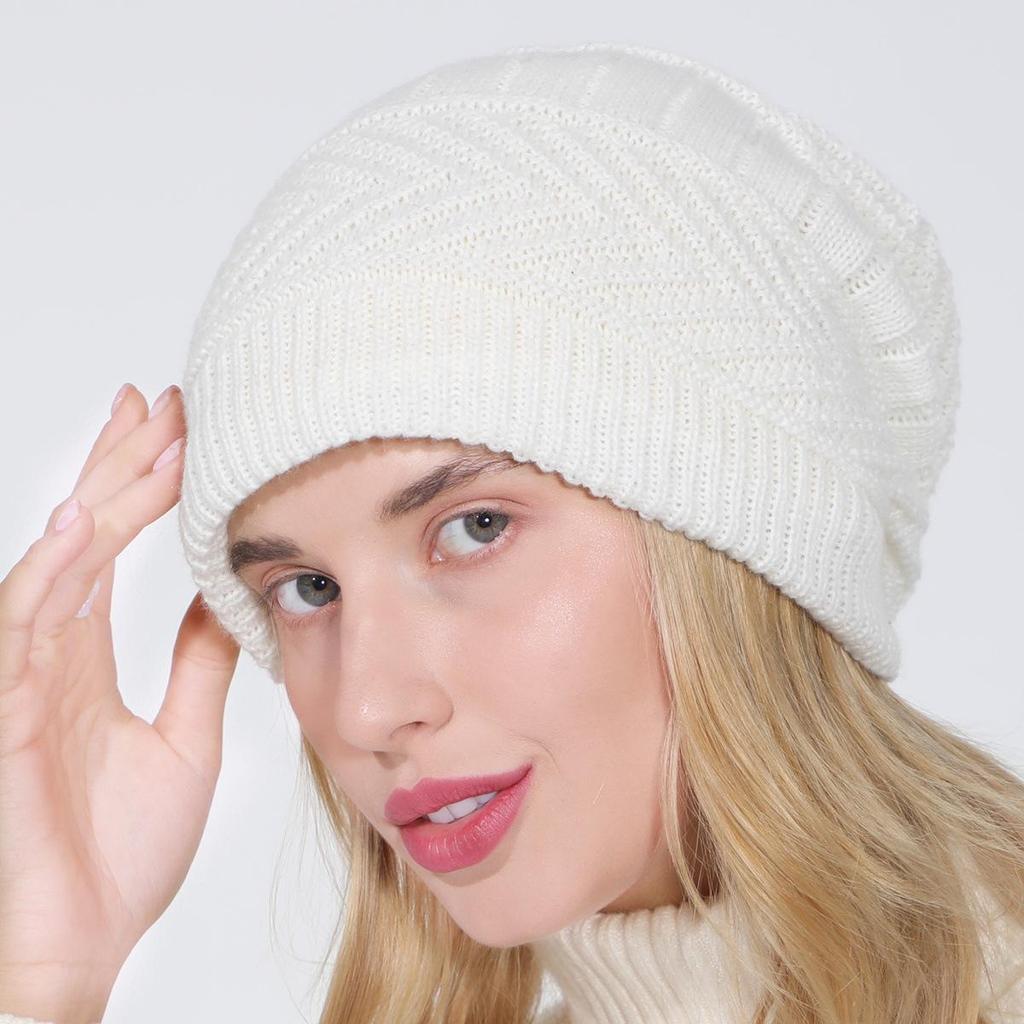 Fashion Women Stretchy Knitted Skullies Beanies Hat Solid Snood Scarf Warm Beanie for Womem Autumn Winter Female Beanie Cap