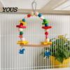 Wood Parrot Toy Hanging Swing Toy, Wooden Bird Perch Stand for Cage, Standing Branch Beads Blocks Chew Parakeet Cockatiel Budgie Macaws