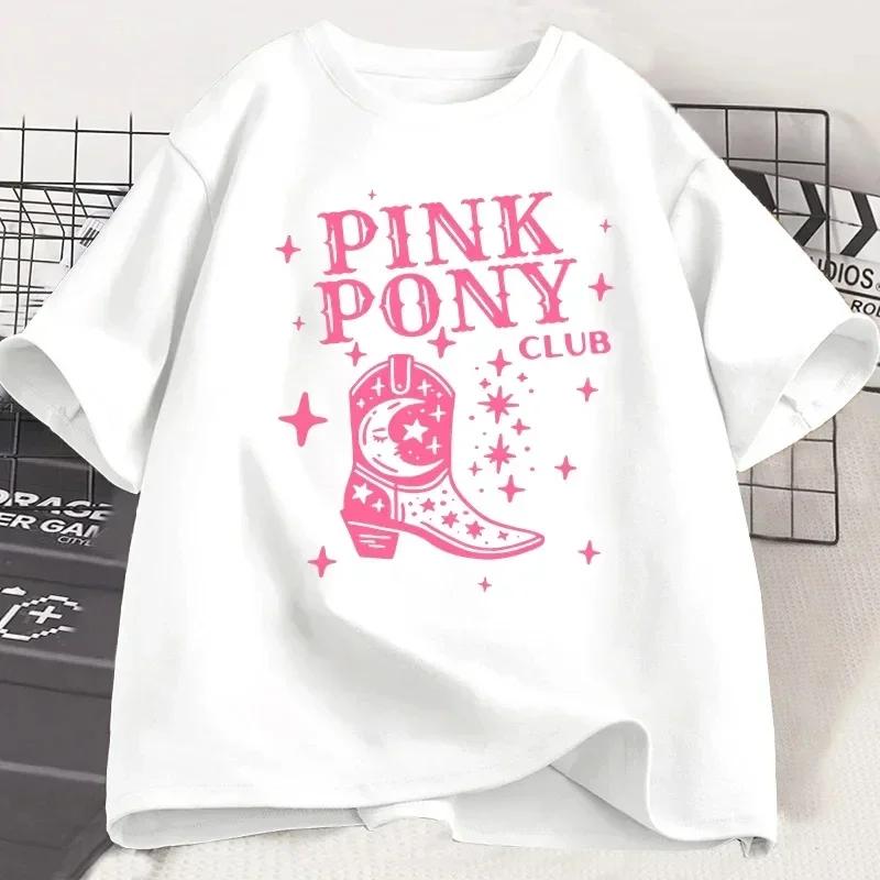 Pink Pony Club Chappell Roan Cowgirl Boots T-shirt Women Hip Hop Fashion Country Music T Shirt Lady Girl Fashion Tee Streetweawr