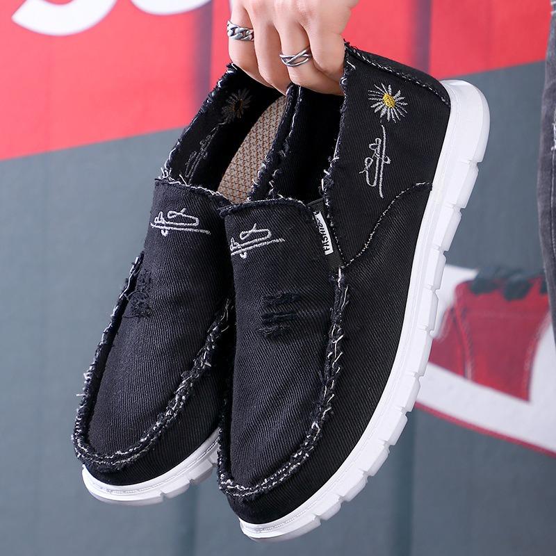 Women's Casual Shoes, Soft Washed Denim Canvas Shoes, Flower Design, Lightweight and Durable, Suitable for Casual Wear and Women's Shoes