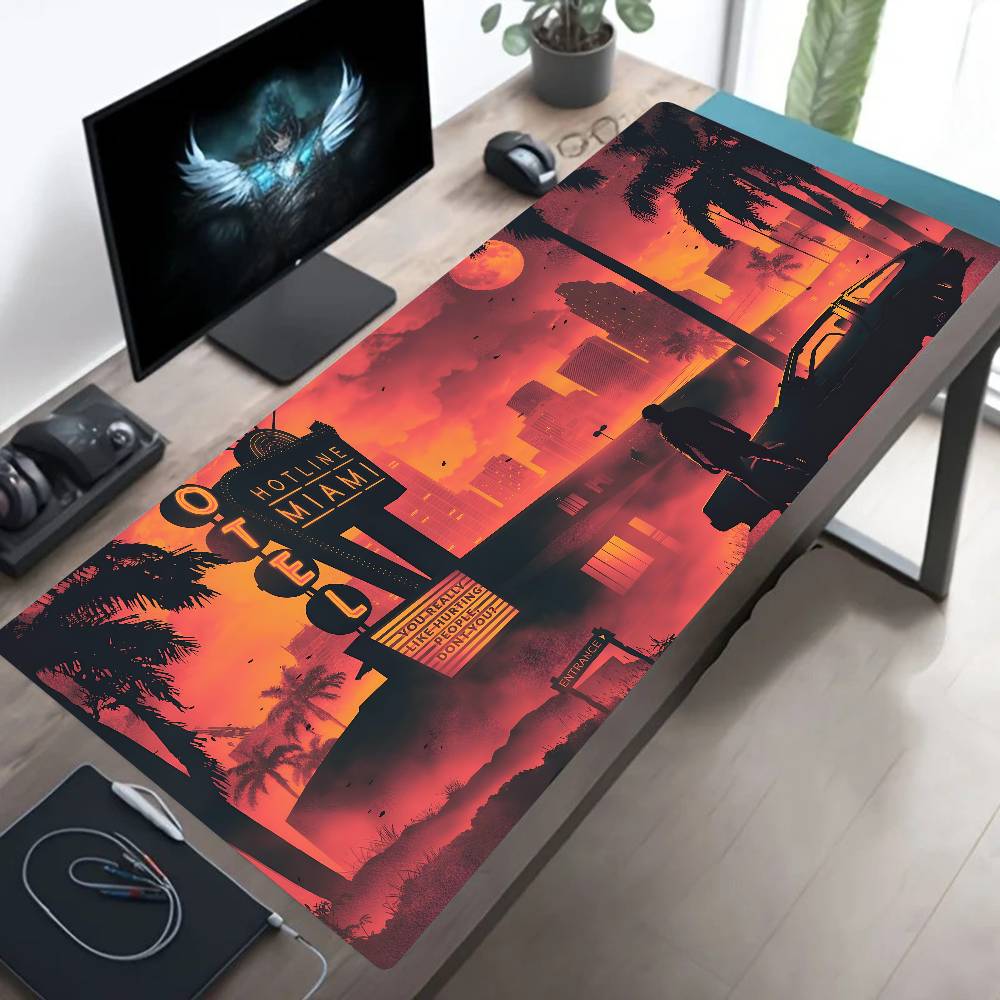 M-Miami Vice Mouse Pad Large Gaming Keyboard Mat LockEdge Rubber Computer Office Accessories