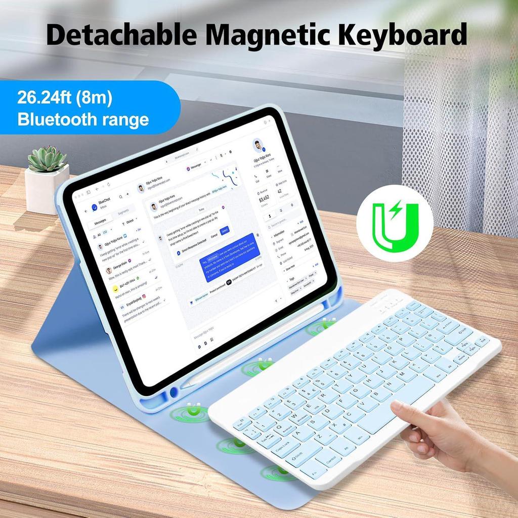 Husă din Piele pentru Tabletă iPad Air 10.9" Gen 11 cu Tastatură Bluetooth și Slot Magnetic pentru Stilou