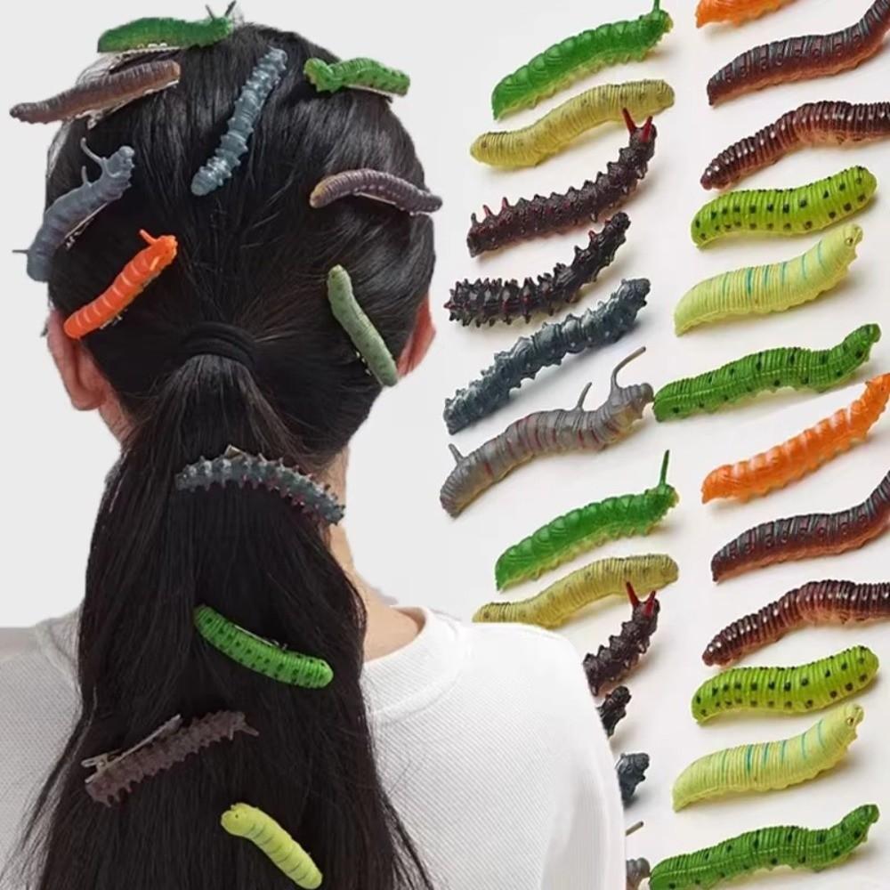 6/12Pcs Creative Caterpillars Hair Clips Prank Halloween Hair Claw  Holiday Pranks