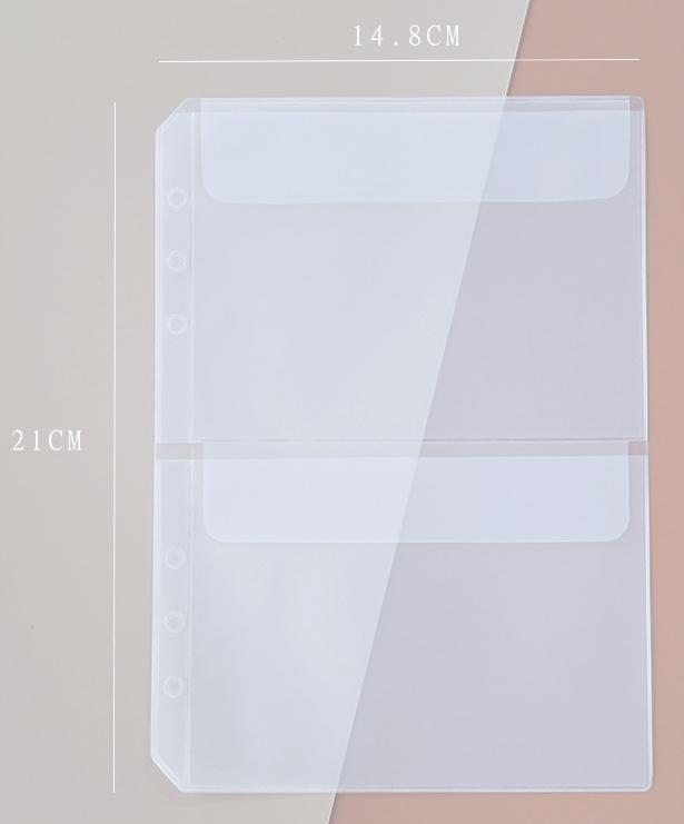 A5A6  5Pcs Binder Zipper Folders For 6-Ring Notebook Binder Transparent Loose Leaf Document Filing Bags