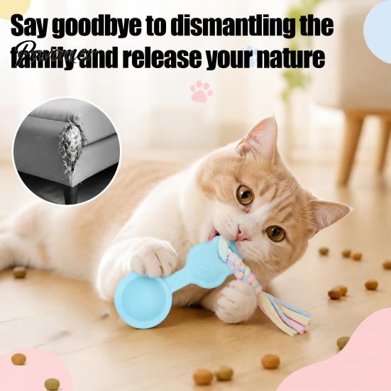 Tough Rubber Pet Toy Dog Molar Chewing with Rope, TPR Spoon Head Durable Woven Heavy Duty Play Knot Training Toy, Macaron Colors Teeth Cleaning
