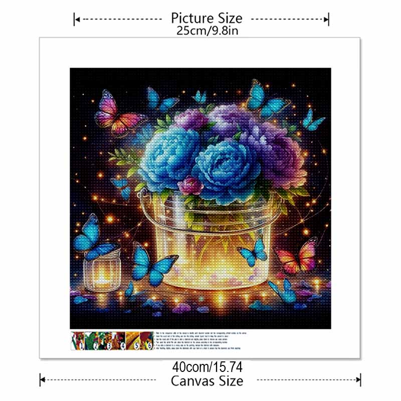 New Arrival 5D DIY Full Circle Diamond Painting "Butterfly Flower Lamp Strip" Embroidery Cross Stitch Home Decor Gift