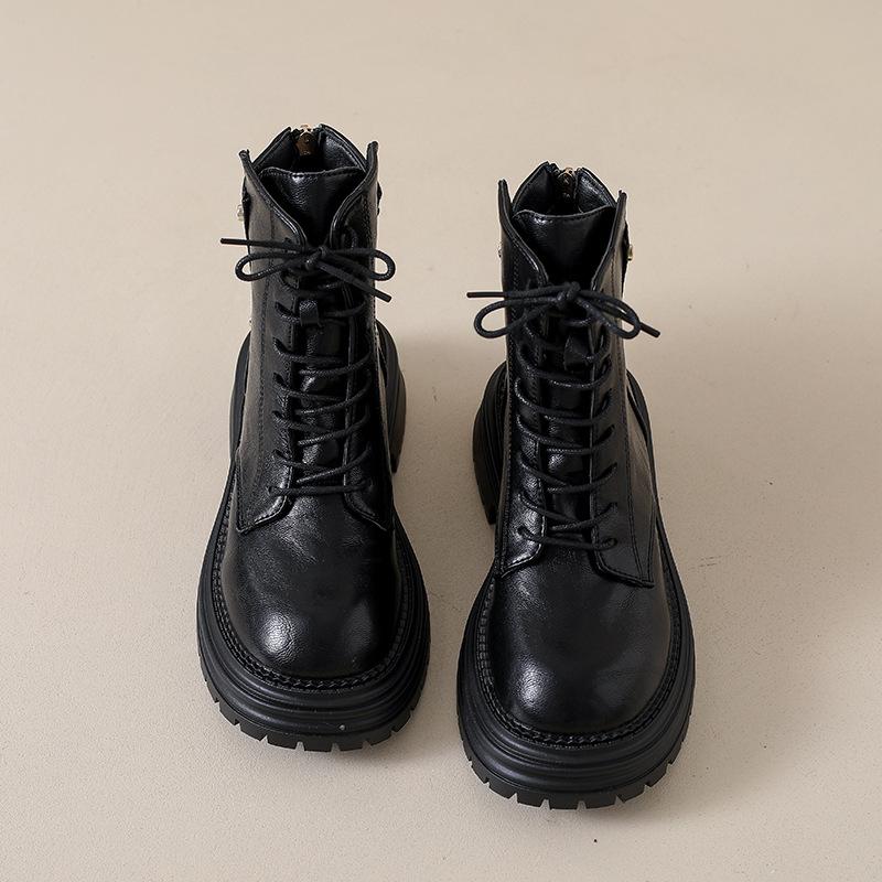 2025 new niche retro platform Martin boots women's versatile small British style thin boots short boots knight boots
