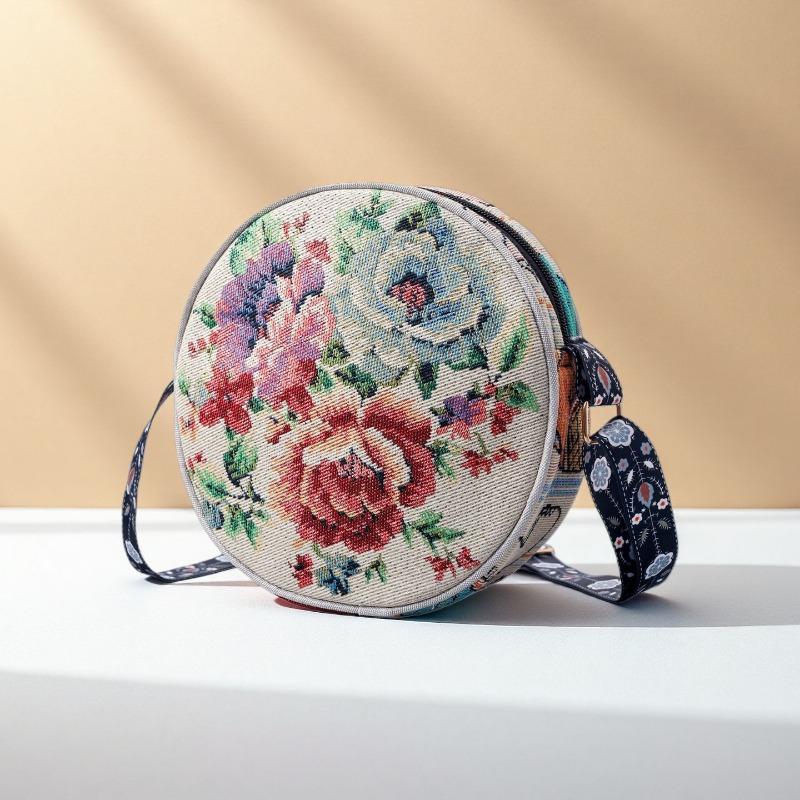 Ethnic-style Hand-held and Crossbody Multi-purpose Bag, Embroidered Bag, Casual Double-sided Hanfu Small Cloth Bag