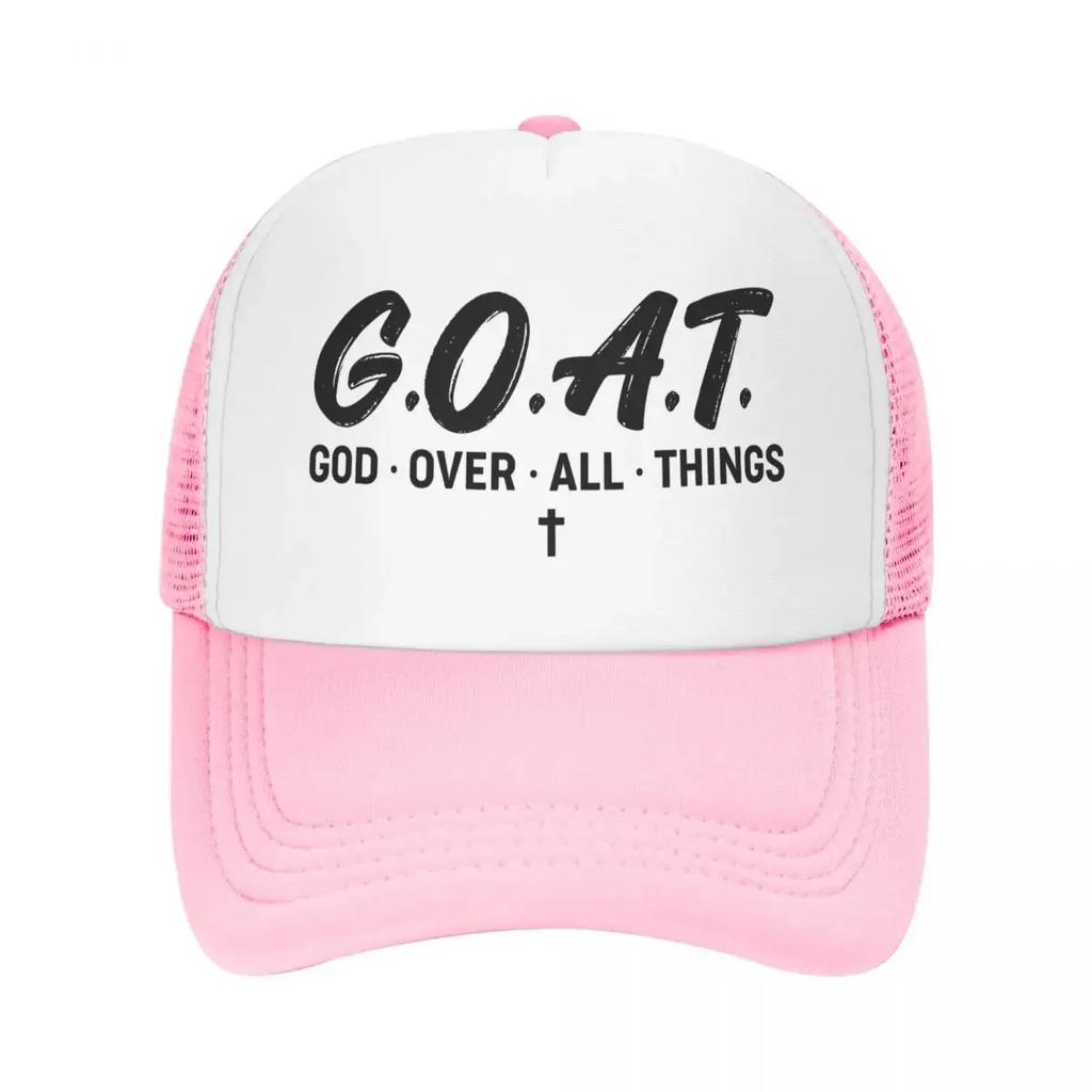 Gorra de Béisbol Personalizada GOAT Dios Sobre Todas las Cosas Unisex para Mujer Transpirable Gorra de Camionero Gorras Deportivas Snapback