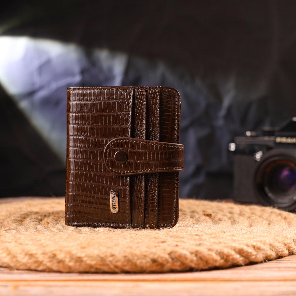 Textured Men's Wallet Made of Genuine Leather CANPELLINI Purse 21691 Brown