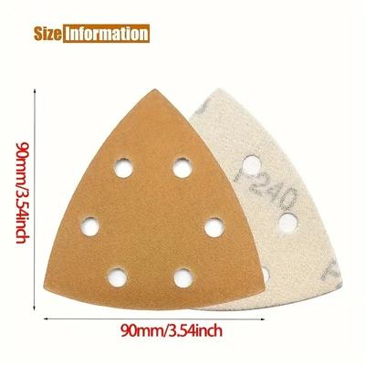10/60pcs Yellow Triangle Sanding Pads Mouse Sander Pads Sandpaper With 6 Holes 60/80/120/180/240/320 Grits For Delta Sanders